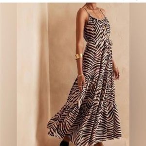 Banana Republic 100% silk zebra print maxi dress.